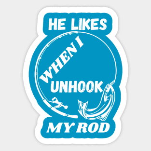 Minimalist Fishing Rod and Fish Line Art Design for Anglers, Outdoor Lovers, & Innuendo Sticker